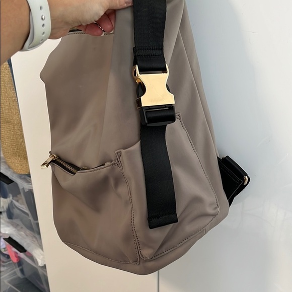 ALDO Taupe Gold Hardware Satiny Backpack - Picture 5 of 13